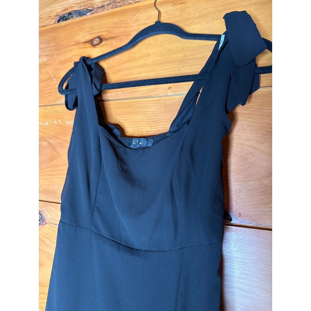 Lulus Summer Invite Black Tie-Strap Tiered Midi Dress Bridesmaid Holiday Small - Picture 5 of 9